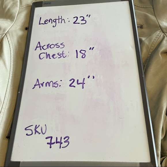 Tattoo cream colored man made vegan leather polyurethane motorcycle jacket - Picture 11 of 11